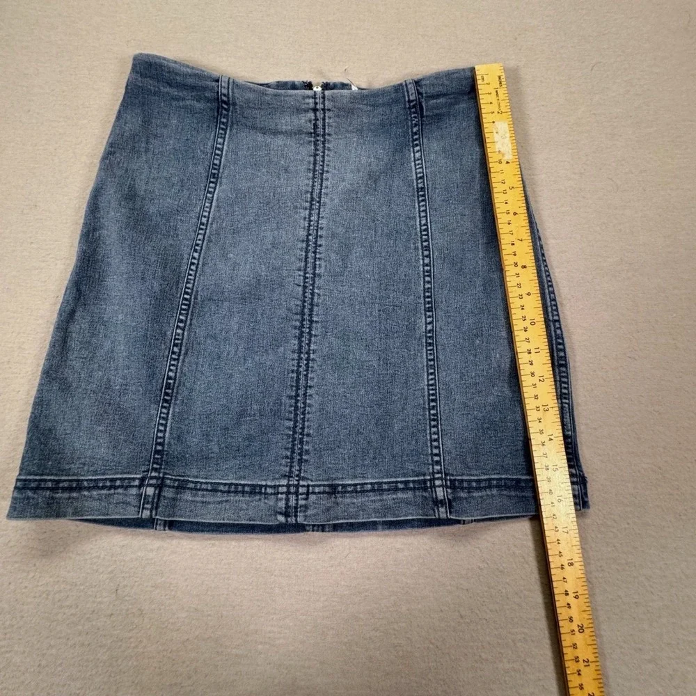 Free People Womens Denim Skirt A-Line Blue Seam‎ Detail Mini Size 10
